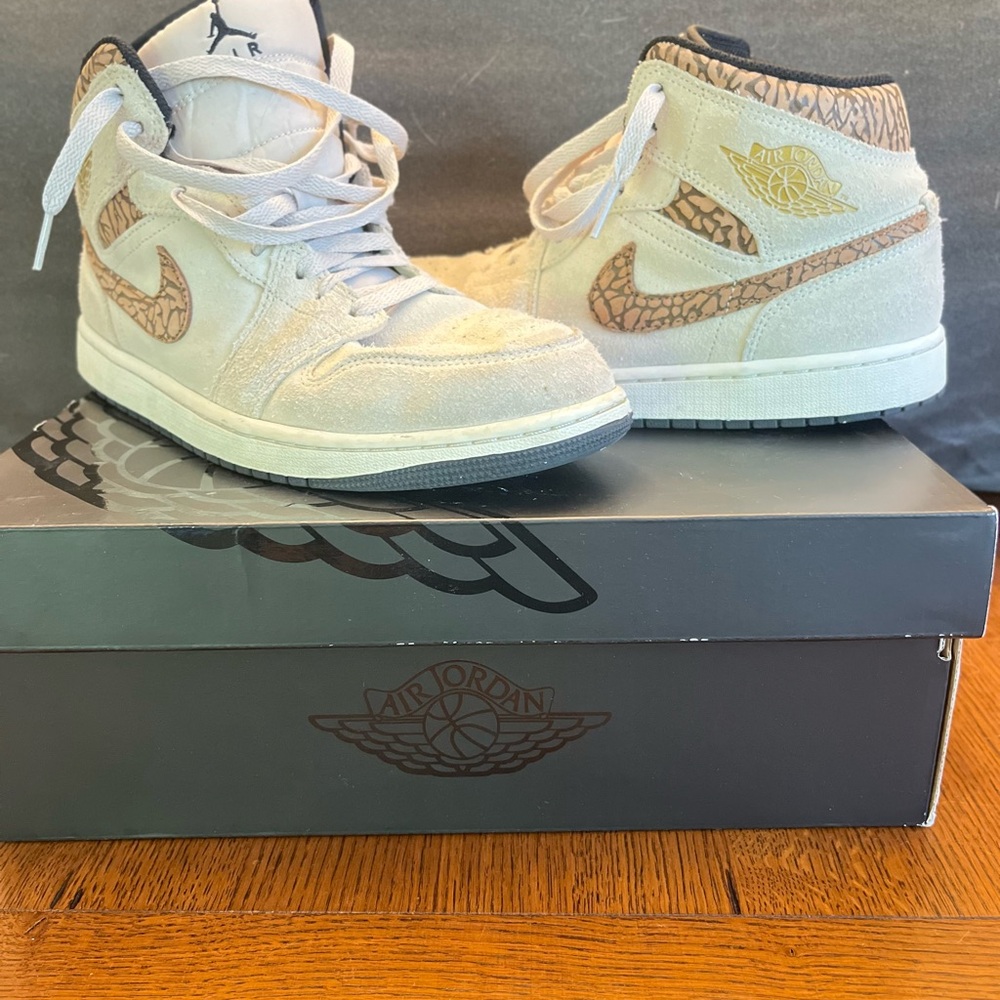 Jordan High-Top Suede Sneakers - Cream and Brown